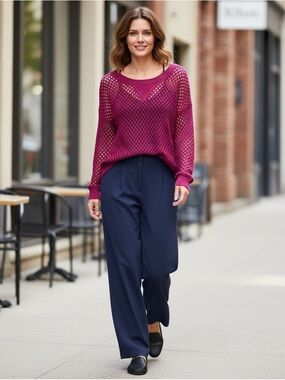 Eight Eight Eight Hot Pink Mesh Pullover Sweater Size XL